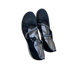 Dansko Womens 40 9.5 10 Black SLip on Hoop and Loop Black Mary Jane Shoes mesh